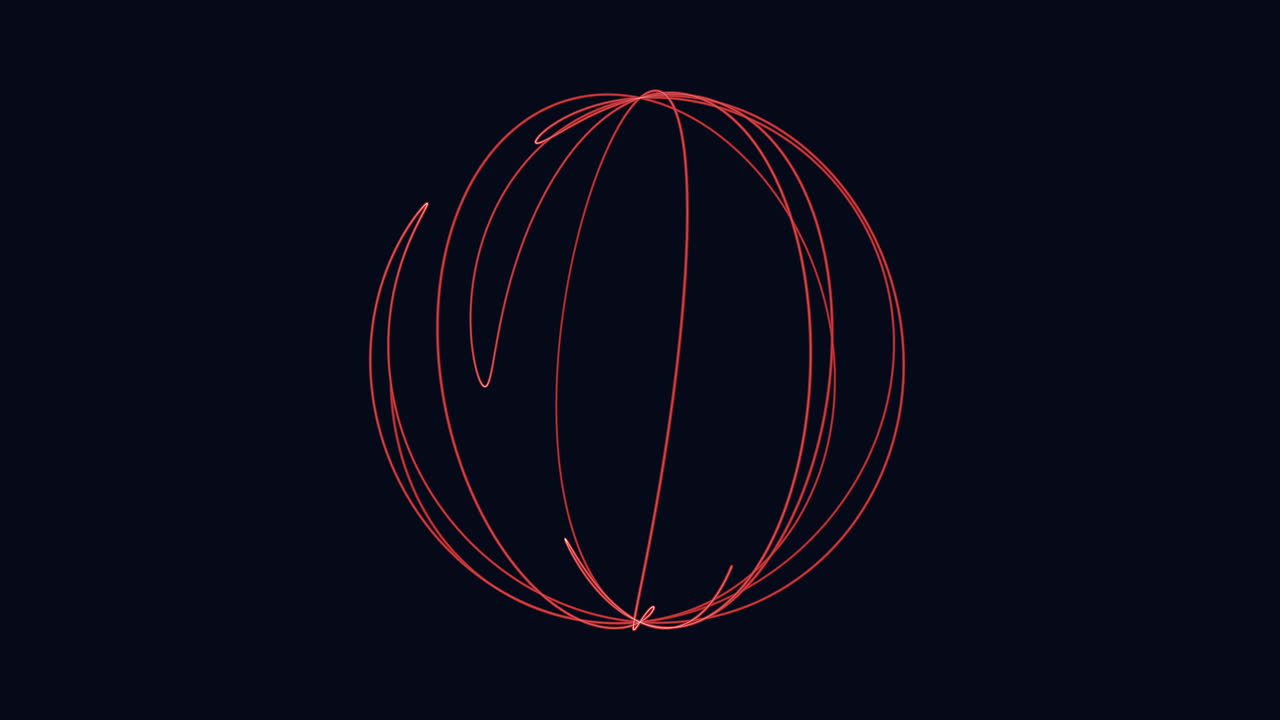 Futuristic sphere from lines on dark space