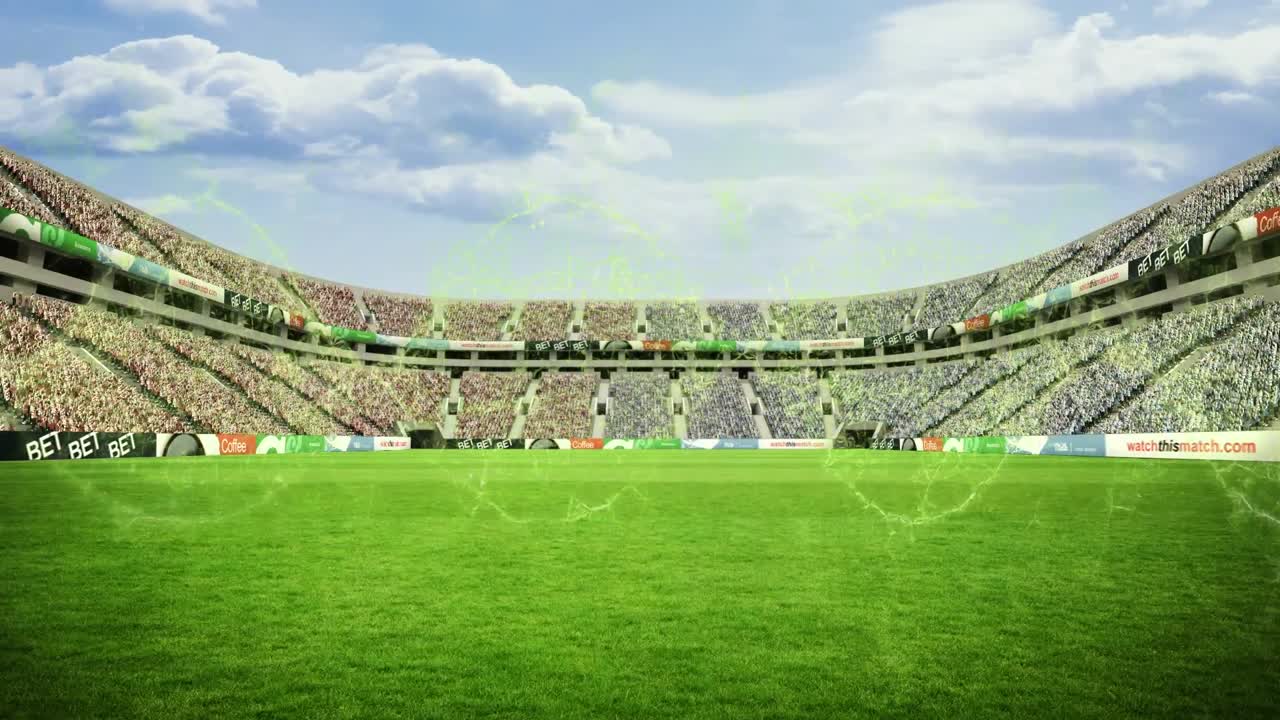 animación de la bandera de los ee.uu. ondeando sobre el estadio deportivo