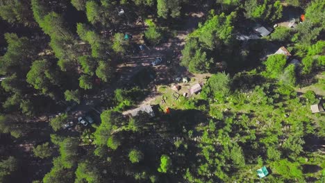 aerial view of a forest campground