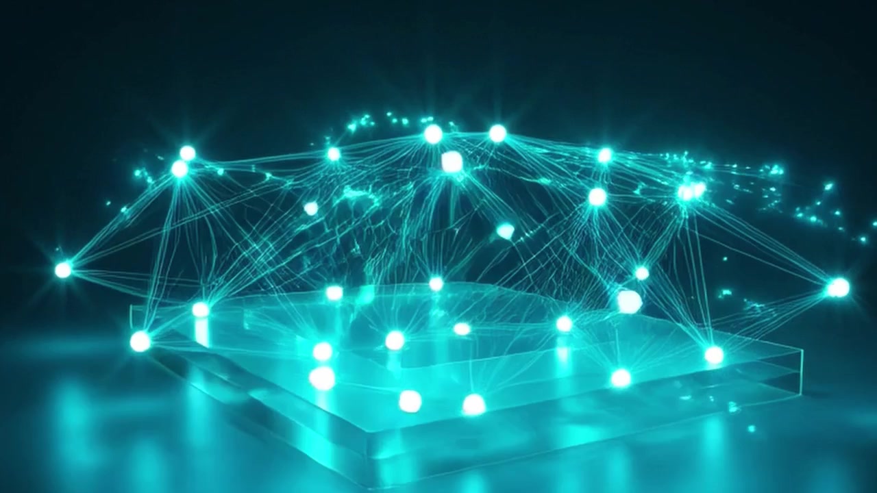 Abstract Digital Network Connection with Glowing Nodes and Lines