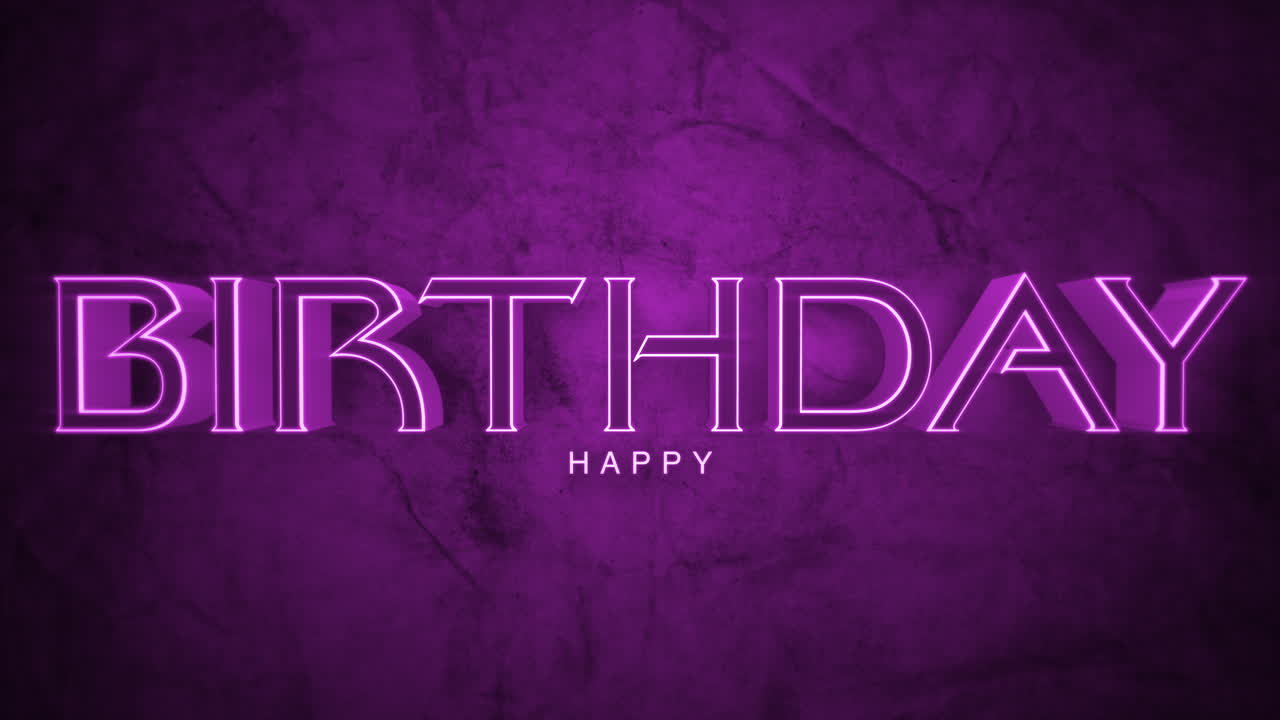 texto monocromático de feliz cumpleaños en degradado púrpura oscuro