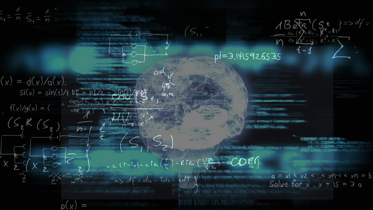 Animation of brain with technology and data processing