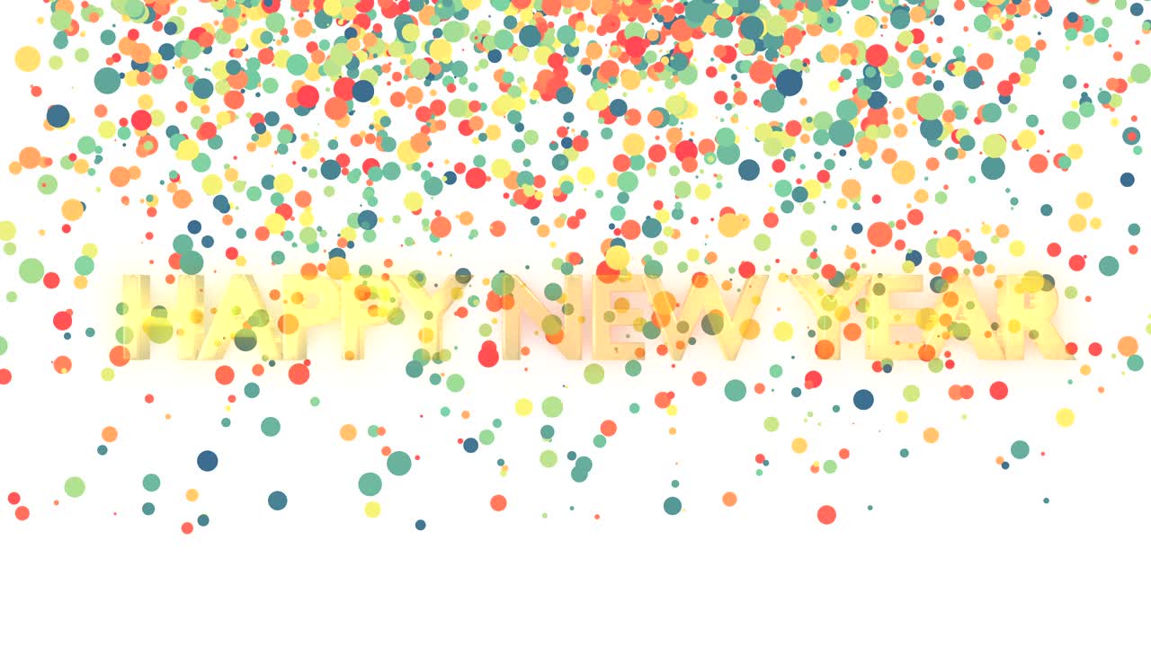 Happy New Year with Particle Colorful Background