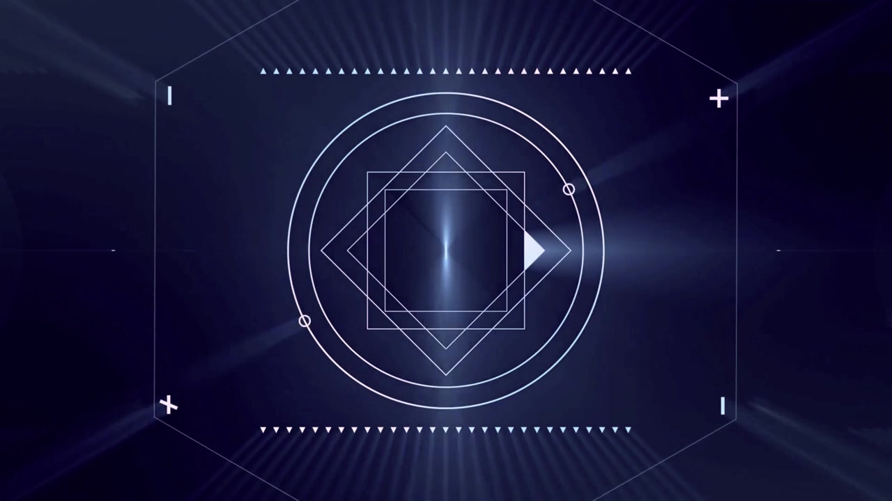 Animazione astratta geometrica futuristica con linee luminose