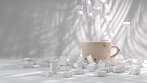 coffee or tea cup with sugar cubes