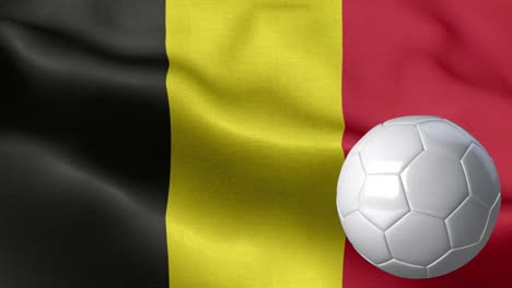 flag of belgium and soccer ball - belgium flag high detail - national flag belgium wave pattern loopable elements - fabric texture and endless loop - soccer ball and flag