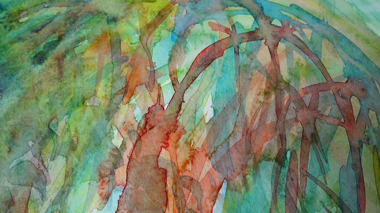 Aquarel van een boom. Opname van de tekening.