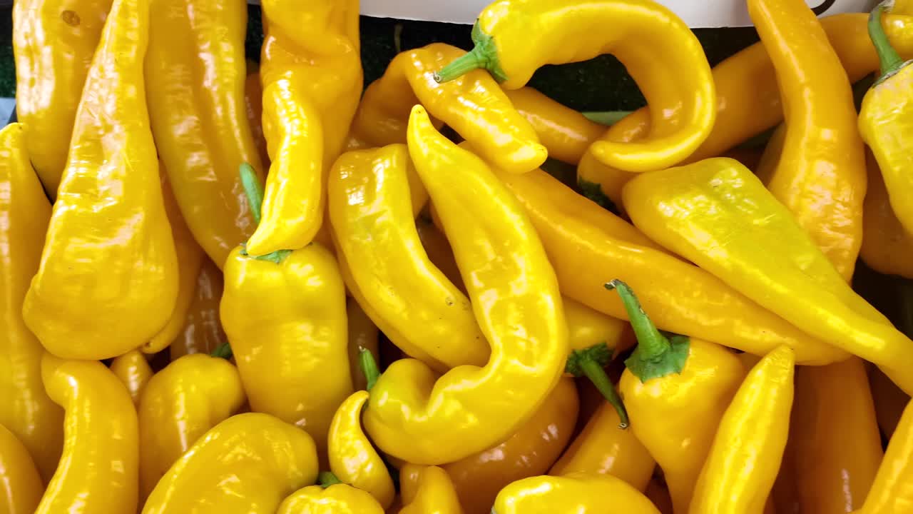Pile of Bright Yellow Peppers