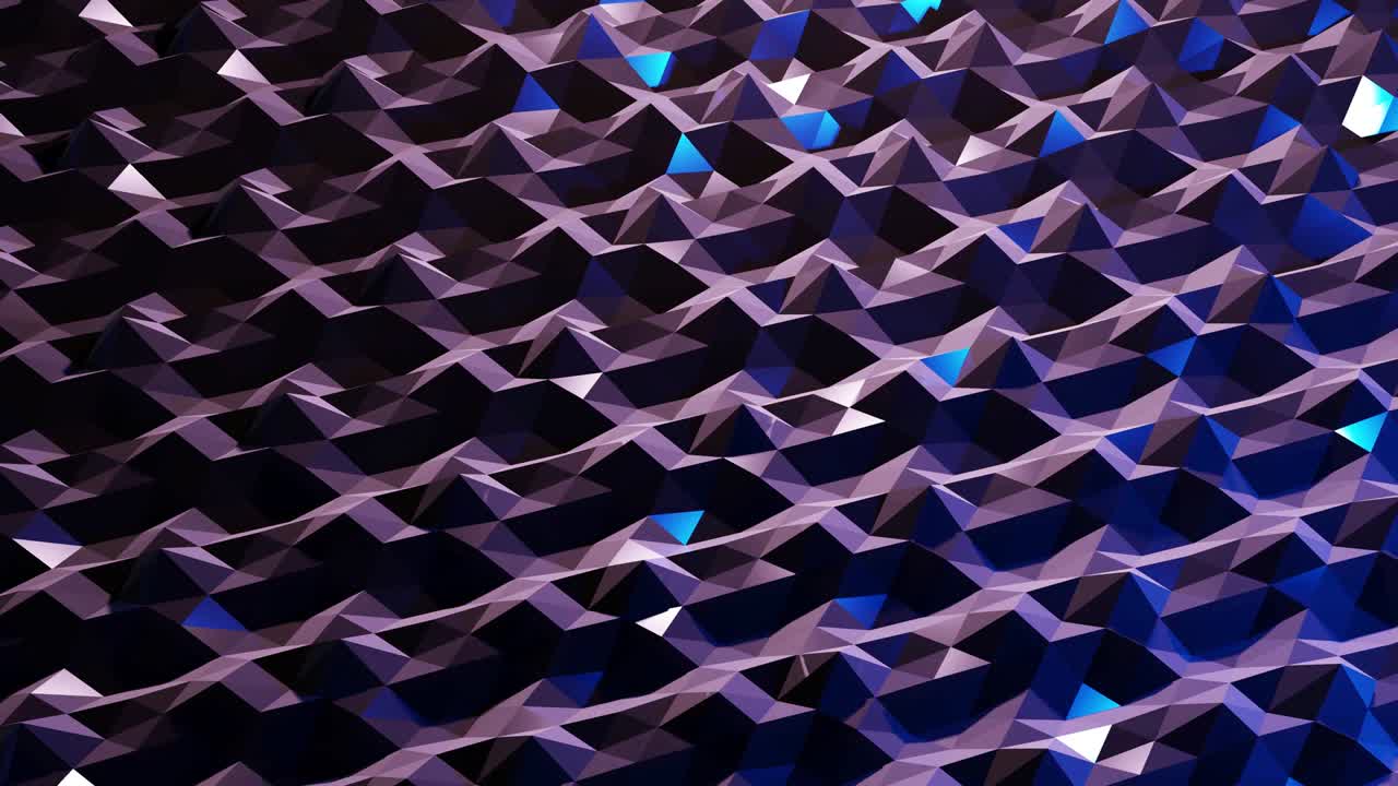 estilo oscuro abstracto bajo fondo poli en 4k. ondas abstractas se mueven en superficie metálica brillante en bucle. animación suave y sin costuras. simple geometría minimalista bg. color azul