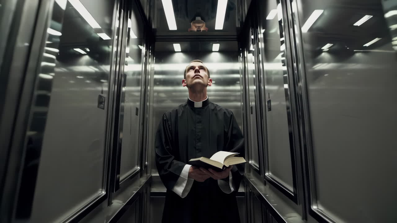 Priest in an Elevator