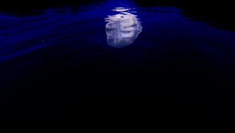 full moon against starry sky reflecting on water surface, 4k