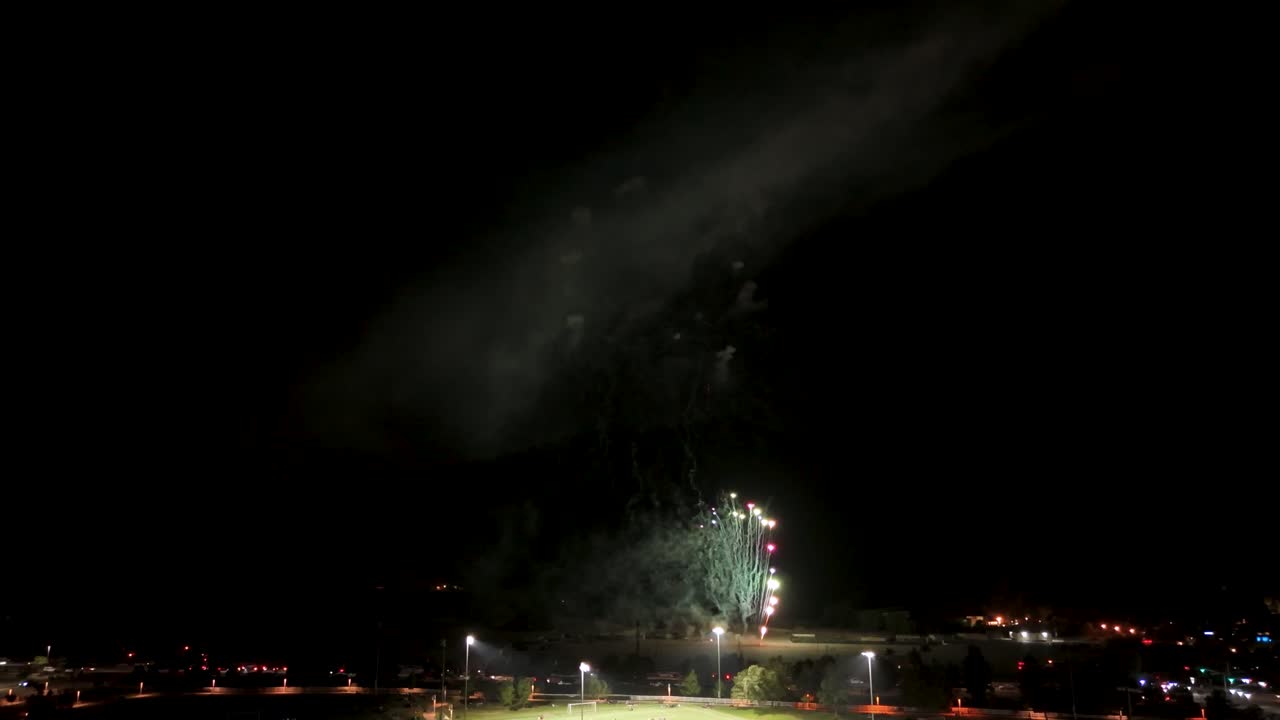 Colorful Fireworks Display During July 4Th Celebration - Low Angle Shot