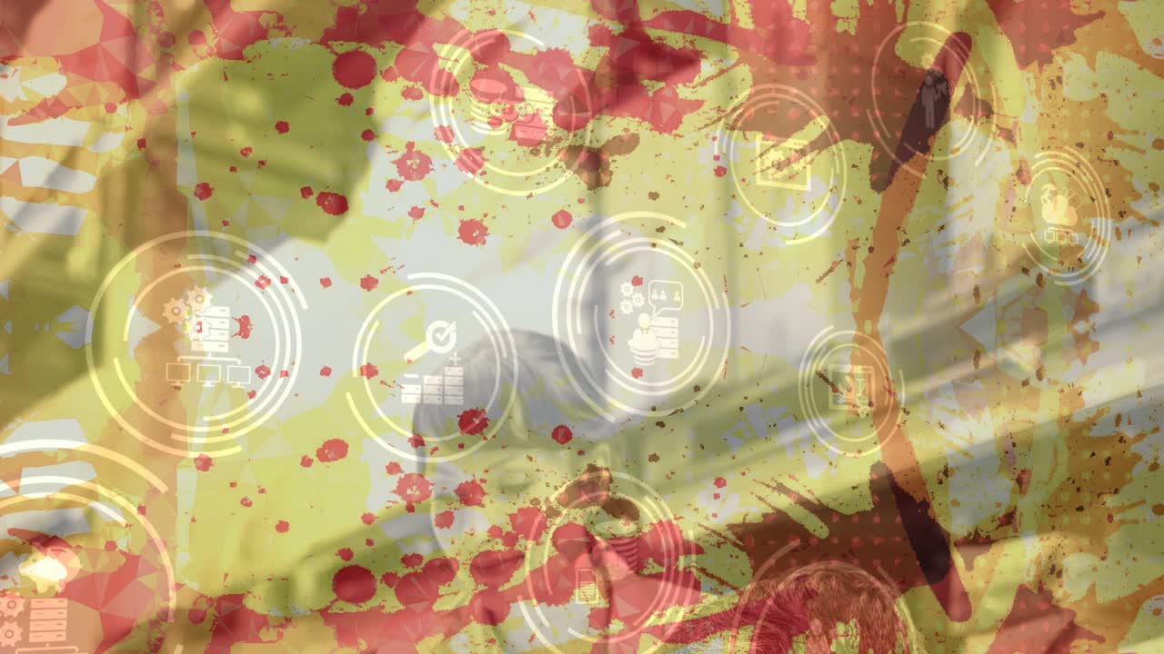 여성에 대한 디지털 아이콘으로 연결 네트워크의 애니메이션