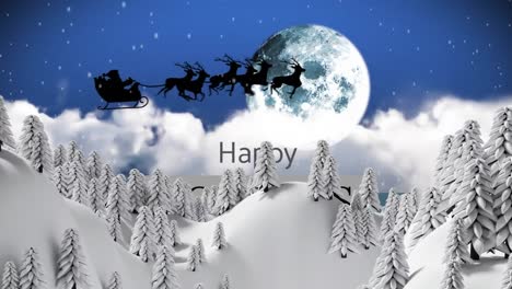 Animation-of-santa-claus-over-winter-scenery