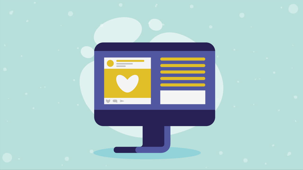tecnología de computadora de escritorio animación de marketing social