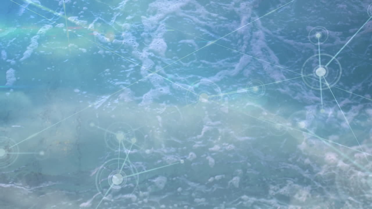 적합한 여성 수영 선수 수영에 대한 연결 네트워크의 애니메이션