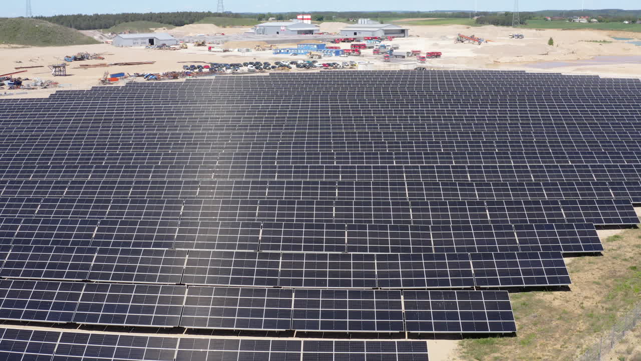Aerial View Of Solar Farm - Photovoltaic Power Station.