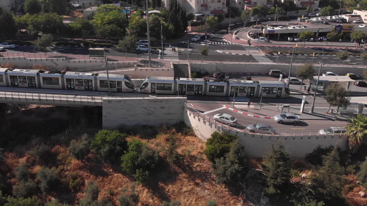 Light Rail in Jerusalem Aerial view