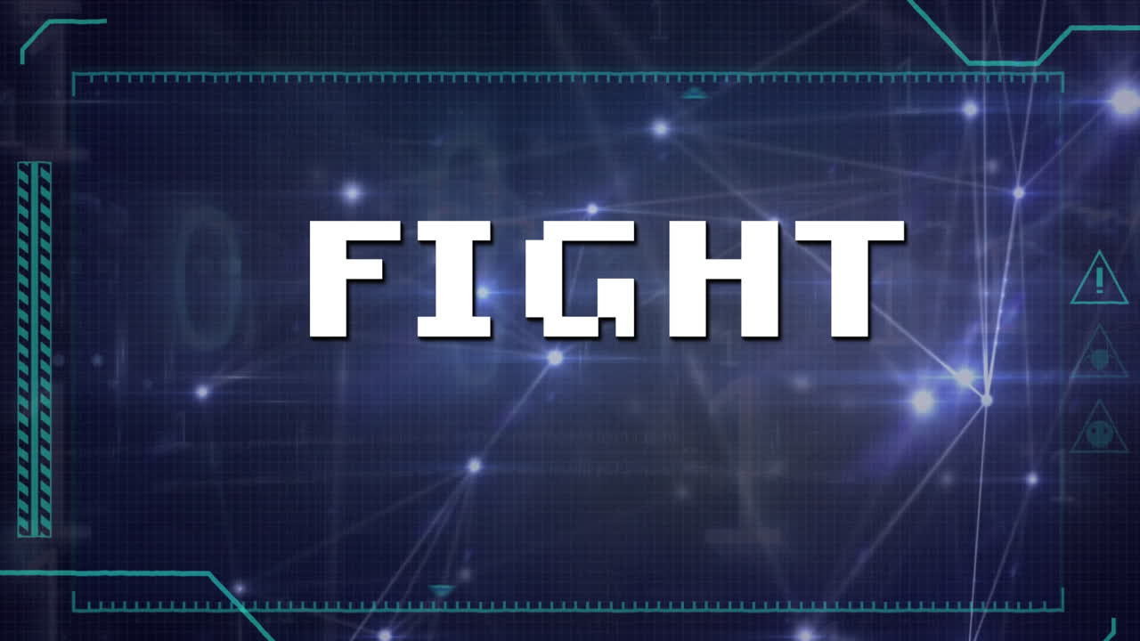 파란색 배경에 빛나는 연결 네트워크에 대한 텍스트 배너를 싸우십시오.