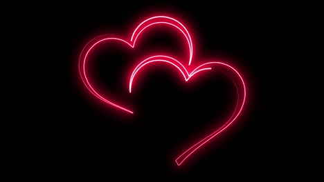 glowing love neon moving around the heart symbol. black background, 4k animation.