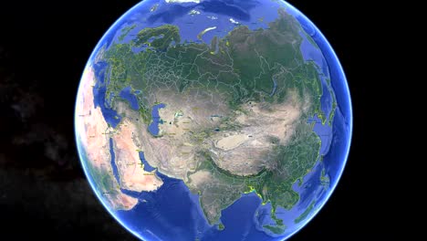 mongolia with flag. 3d earth in space - zoom in mongolia outer