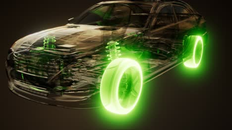 car wheels glowing in car