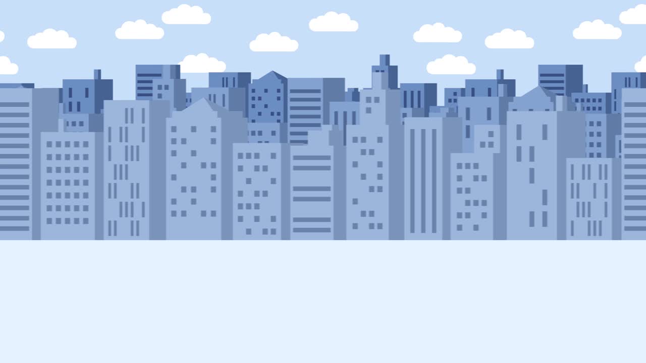 Business man fall into the hole. Background of buildings. Risk concept. Loop illustration in flat style.