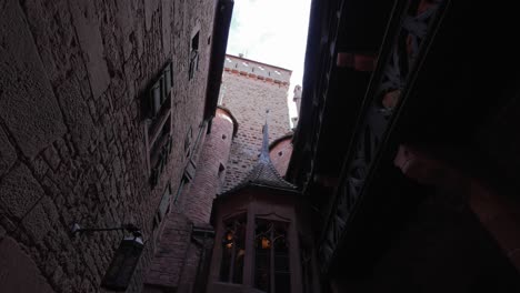 view of the masonry architecture in the interior of the historical castle, alsace, one of the main historical places of france