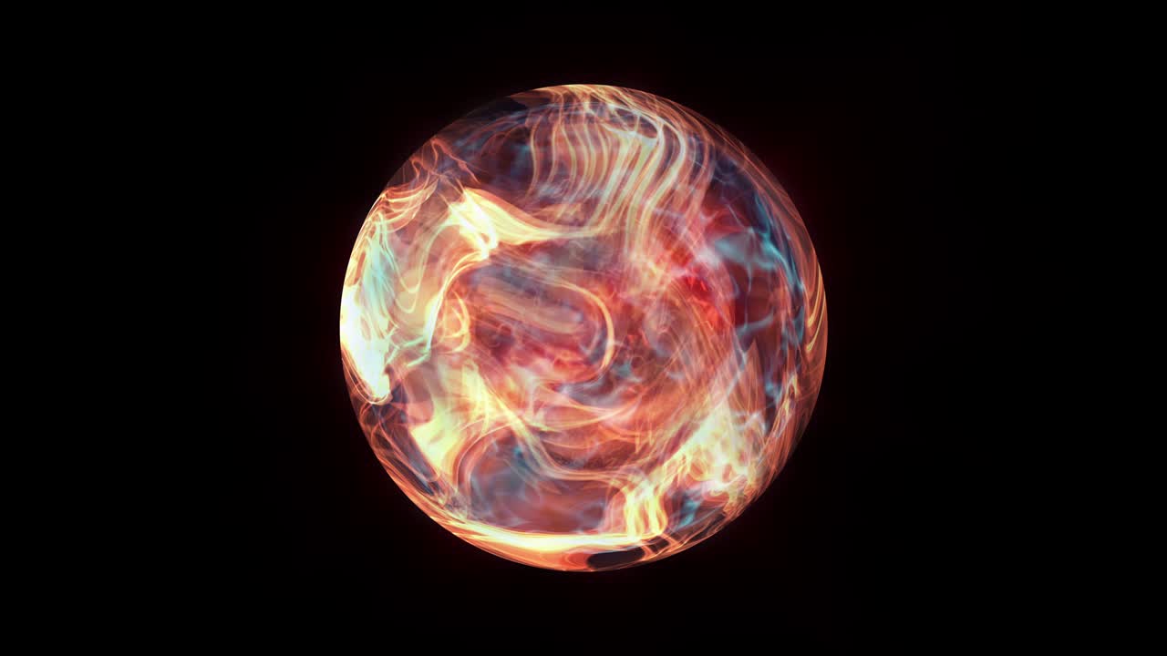 energía de fuego abstracto plasma bola de vidrio bucle renderizaciones 3d animaciones. fantasía fusión de energía caótica átomo brillante concepto creativo. abstracto energía mágica bola de cristal. astrología esfera mística.