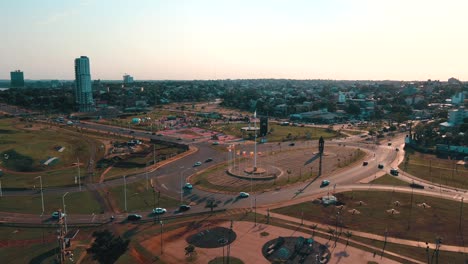 bustling city intersection in posadas, misiones, argentina