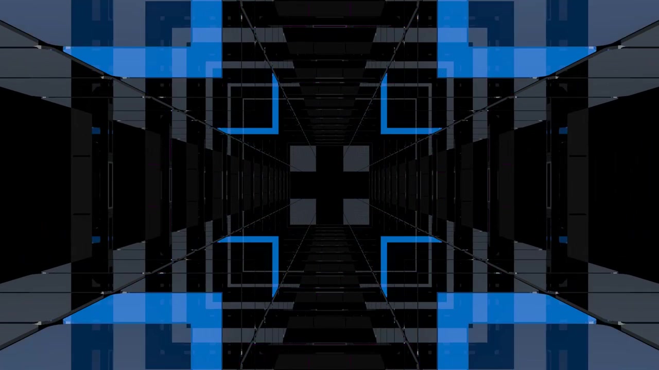 Abstract Digital Tunnel with Pulsing Blue Geometric Patterns