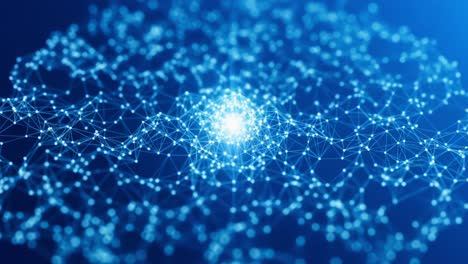 a stunning visual representation of a network of interconnected nodes illuminated in a deep blue hue, emphasizing the intricacies of data connections and digital communication