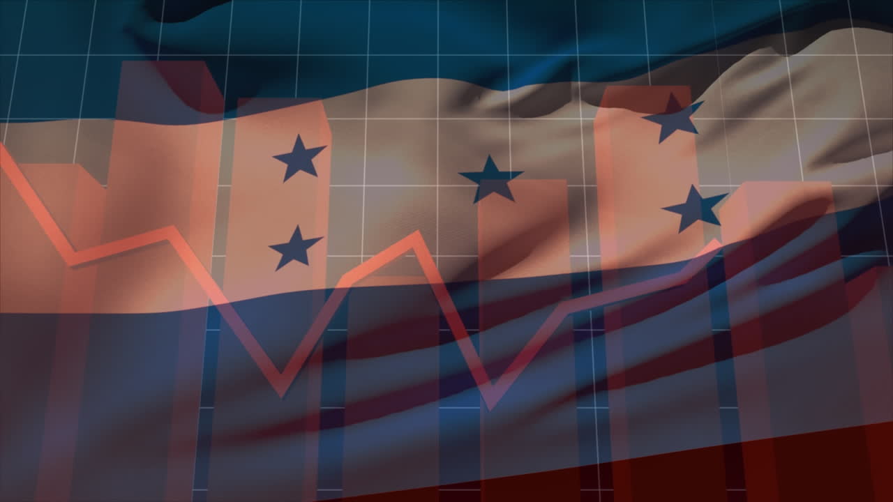 animación del procesamiento de datos sobre la bandera de honduras