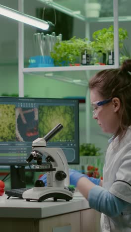 Female Scientist Conducting Agricultural Research in a Modern Laboratory