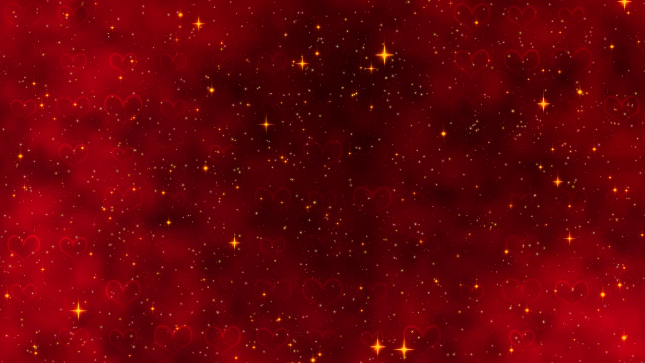 황금 콘페티, 별, 은 심장을 가진 은 패턴: 성 발렌타인 데이, 결혼 초대 이-카드, 3d 렌더링 비디오 루프 4k