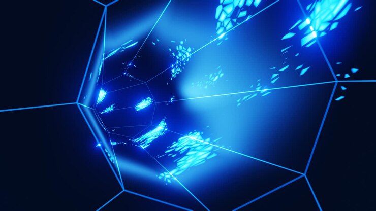 Flight into the futuristic abstract tunnel