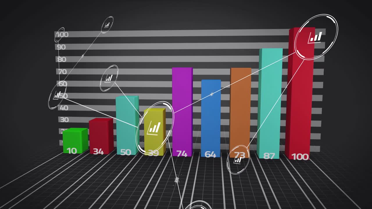 금융 다이어그램 위의 아이콘으로 연결 네트워크의 애니메이션