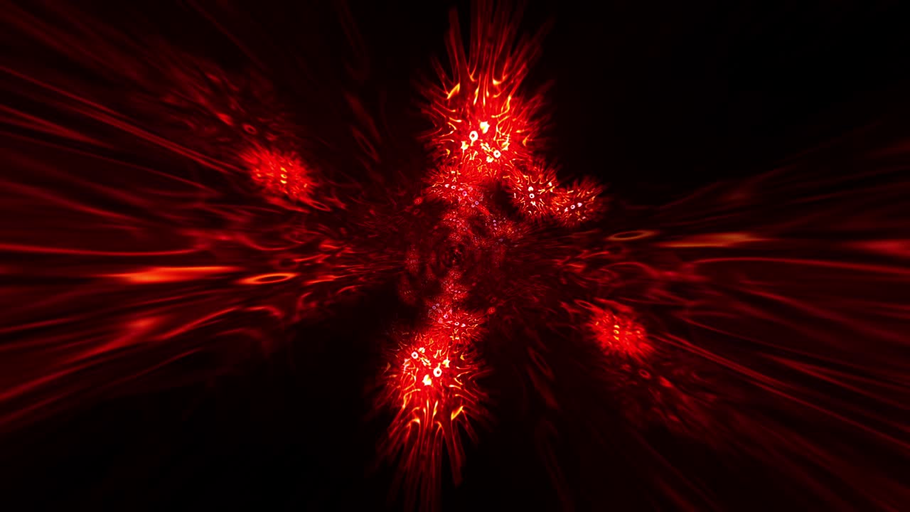 Animation abstraite de style bande dessinée, tunnel de nid d'alien rouge, mouvement hypnotique. Animation de titre de science-fiction avec effet visuel en boucle infinie 4K 3D. Boucle souterraine de nid d'alien de science-fiction en réalité virtuelle