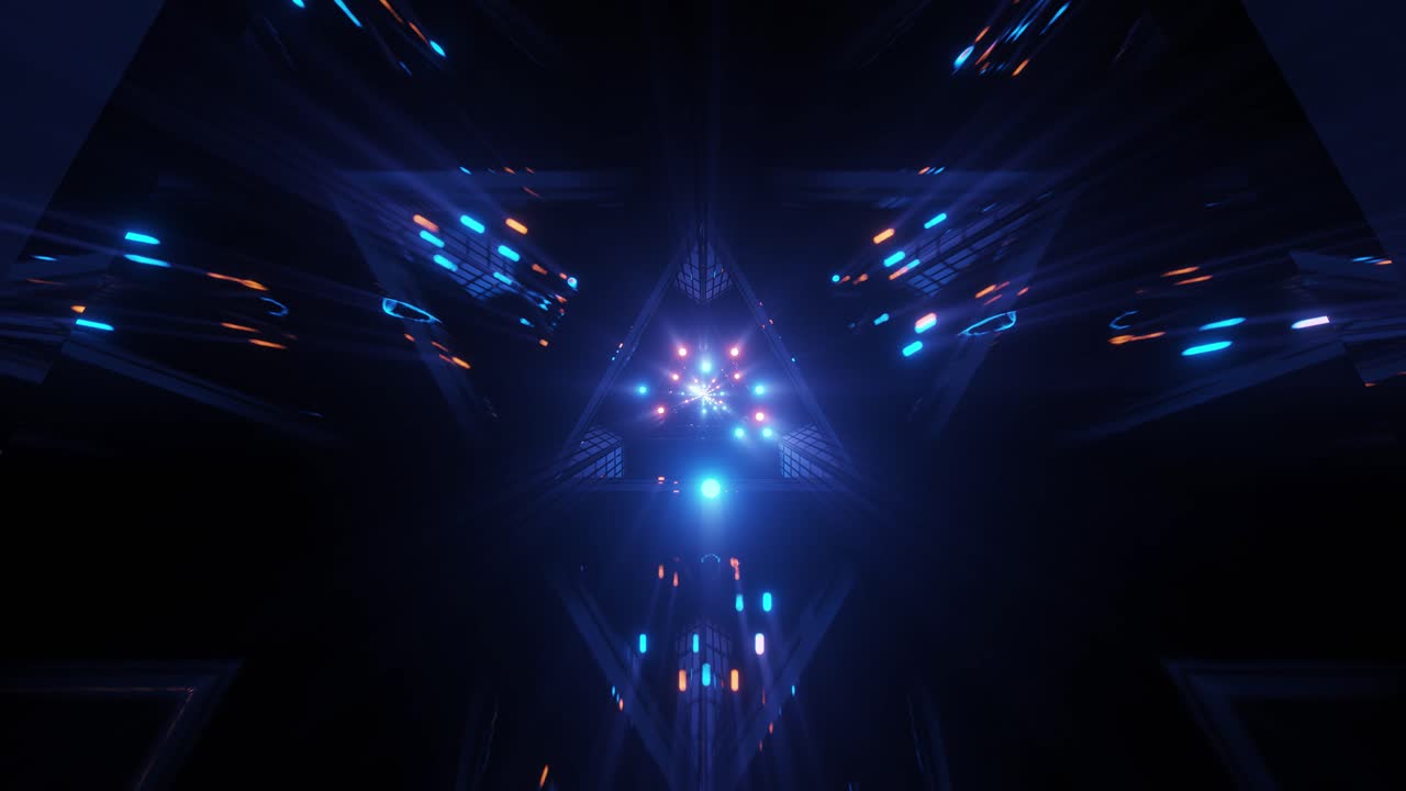 Loop VJ - Attraversando un tunnel scuro e lucido tra sfere rosse e blu brillanti
