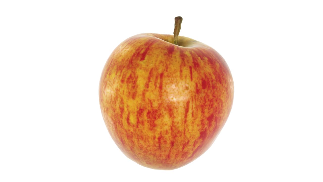 Realistic render of a rotating Fuji apple on white background. The video is seamlessly looping