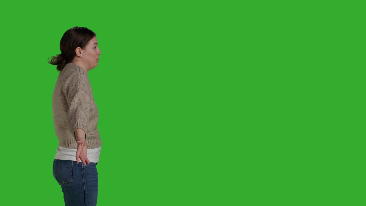 Woman on green screen
