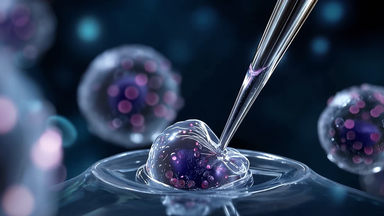 Exploração de Técnicas de Manipulação Celular: Imagens Microscópicas de Células Sendo Pesquisadas e Transformadas com Precisão por Meio de Instrumentos de Alta Precisão