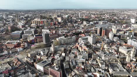 bristol city centre uk panning drone aerial