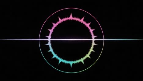 dynamic audio visualization: a stunning display of sound waves encapsulated in circular patterns with vivid colors and intricate details representing musical frequencies