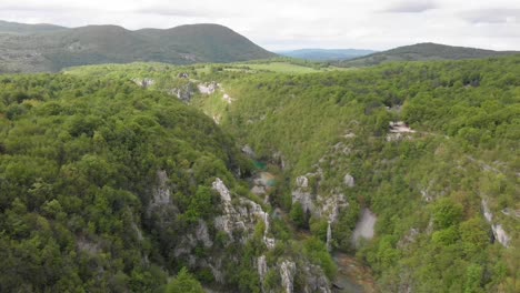 Flight-over-the-beautiful-canyon-of-Plitvice-Lakes-National-Park