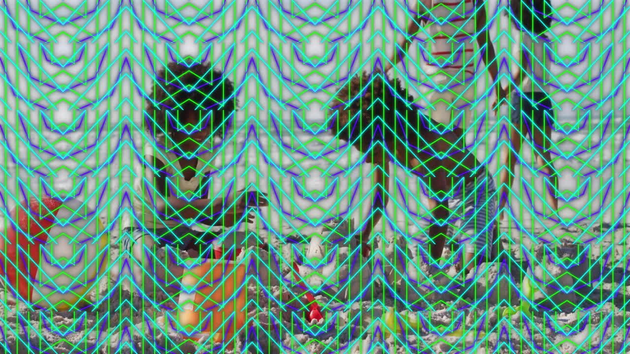 Colorful background with abstract geometric pattern, showcasing various shapes and textures