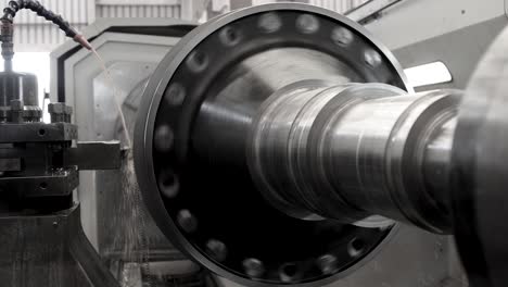 Industry lathe machine work in steam turbine