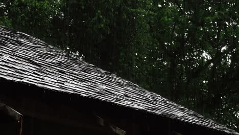 rain pouring on roof