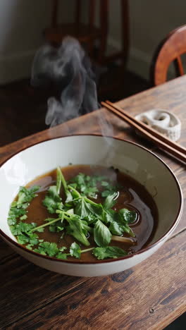 Steaming Bowl of Noodle Soup