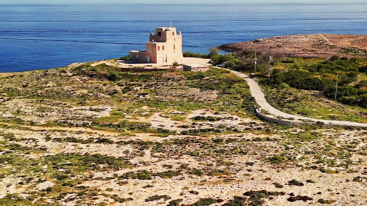 Visit to a tower on Malta's coastline surrounded by nature and sea